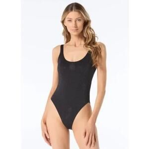 NEW Michael Kors Black Rhinestone Swimsuit Size 6 Gemstone One Piece Scoop Back